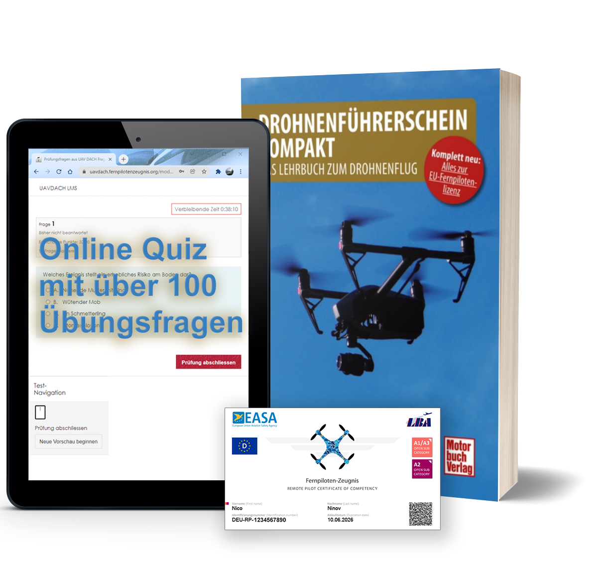 ONLINE – A2-Fernpilotenzeugnis Prüfung nach neuester EU-Richtlinie und Buch zur Vorbereitung