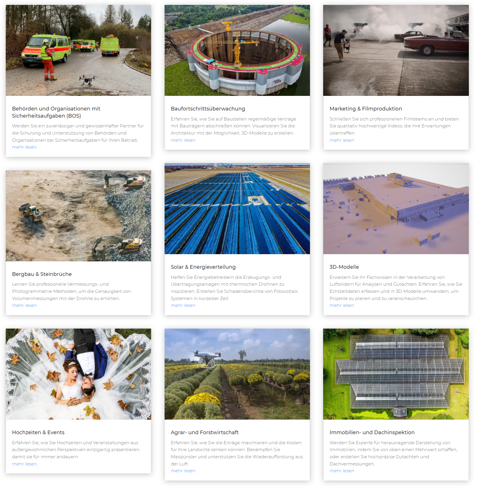 Finde dein Segment - Übersicht über alle Branchen in denen man mit dem UAS (mehr) Geld verdienen kann