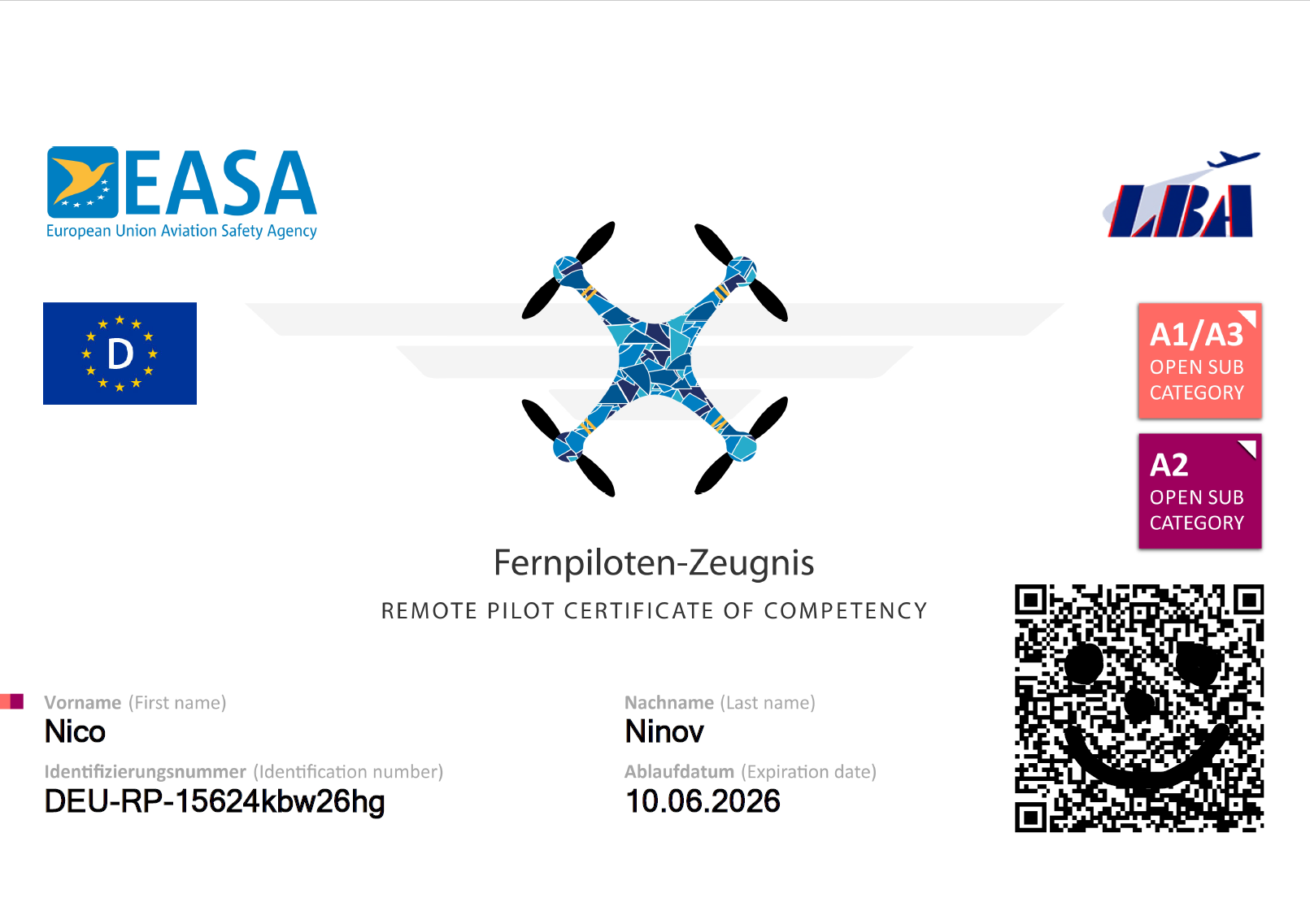 Drohnenführerschein im Checkkartenformat