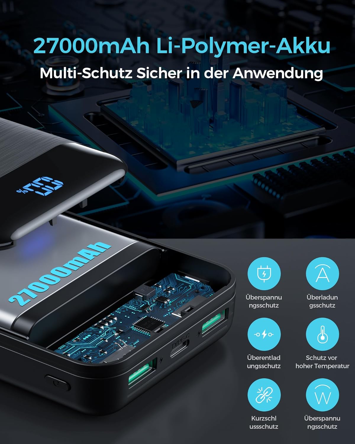 Powerbank PD 3.0 mit 22.5W und 27000mAh für DJI Smart Controller etc.
