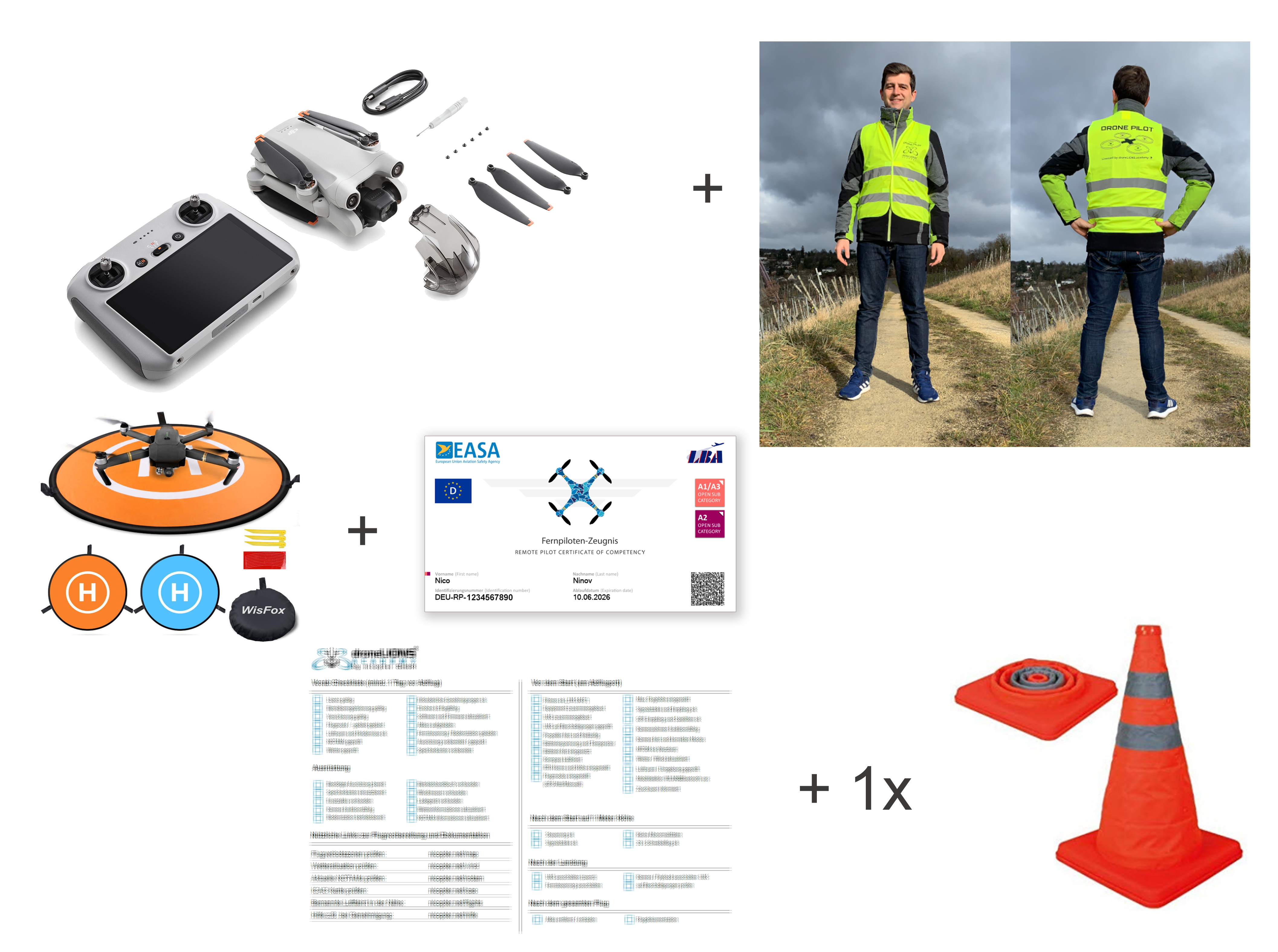 Fernpilotenzeugnis Aardeck DJI und inklusive Fly Pro 3 Kit More GbR Mini Starter A2 | RC Drohnen Combo
